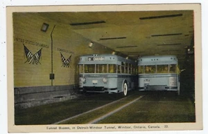 Busse im Tunnel Postkarte Detroit-Windsor Tunnel Kanada PM 1946 W9 - Bild 1 von 2