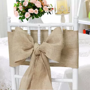 Paquetes de 75 Arpillera 6""x108"" Cubierta de Silla Fajas Arcos Yute Natural Boda Evento OFERTA - Imagen 1 de 2
