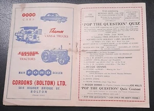 1958 Reggie Dennis Grand Theatre Bolton Programme Variety Pop The Question Quiz - Picture 1 of 5