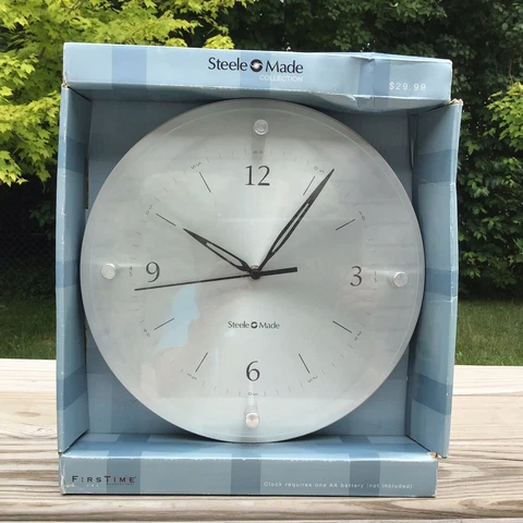 Steele Made Stainless Steel Contemporary Wall Clock Tempered Glass - 1" SCRATCH Cover