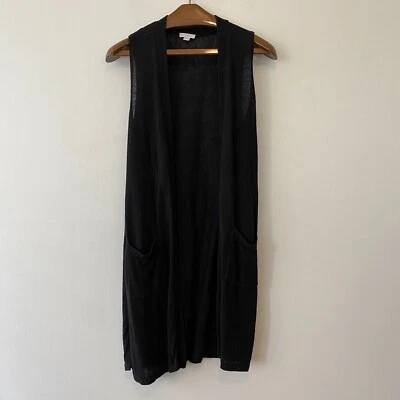 J Jill Black Knit Open Vest Womens Large Petite - Image 1 of 4