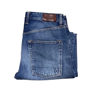 (+)People Jeans Rico Azul Lavado Talla 32 Regular Cónico Desteñido Hecho en Italia - Imagen 1 de 8