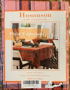 Pink PLAID TABLECLOTH WATERPROOF 60X84 - Picture 1 of 3