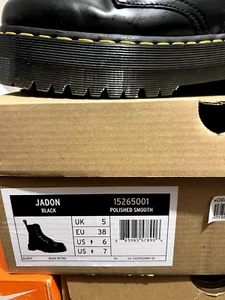 Dr. Martens Jadon Platform Leather Women's Boot - Black Polished Smooth - Picture 1 of 5
