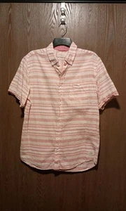 Original Weather Vintage Shirt M Country Twill Stripe Button Up Short Sleeve - Picture 1 of 6