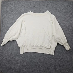Sudadera We The Free Camden para mujer XS blanca pulóver dobladillo desgastado salón - Imagen 1 de 7