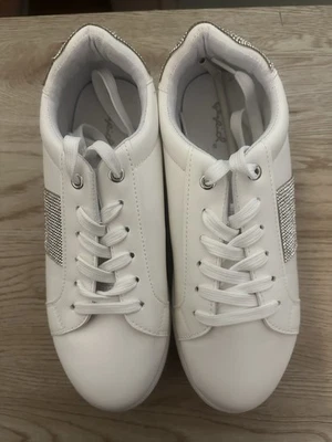 QUPID Mujer Blanco Con Estrás Bling Glam Plataforma Informal Nuevo Talla 8 Foto 1 de 4