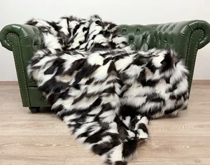 Luxury White Silver Fox Fur Blanket Throw. Real fur Blanket - Picture 1 of 8