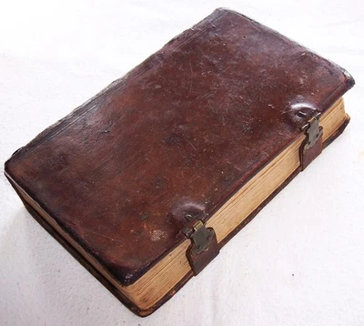 1840 Antique Clasp Bible German Handheld Well Used Name Written Inside  #28 - Image 1 of 4