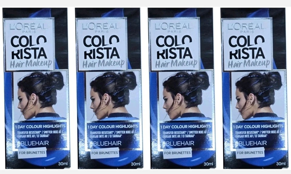4 X L'Oréal Colorista Hair Makeup Blue 30mL – 1 Day Colour for Brunettes Loreal  - image 1 of 3