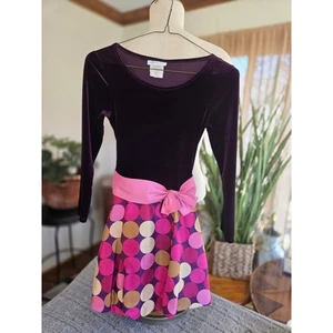 BONNIE JEAN - Mädchen Samt gepunktetes Kleid rosa Schleife - Größe 8 - Langarm - Bild 1 von 7