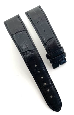 Correa de reloj de cocodrilo negro Gerald Genta 18 mm x 16 mm auténtica OEM Foto 1 de 4
