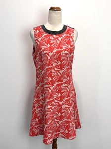 Cue in the City Womens Dress 8 S Red Ivory Floral Shift Office Occasion Formal - Picture 1 of 14