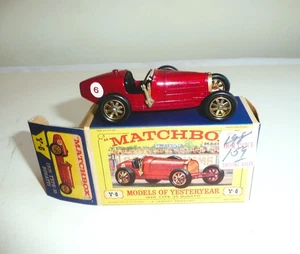 Vintage Matchbox Y6 Red 1926 Type 35 Bugatti w/Box - Picture 1 of 5