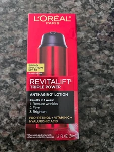 L'Oreal Paris Revitalift Triple Power Anti-Aging Lotion SPF 30 1.7fl oz NEW - Picture 1 of 2