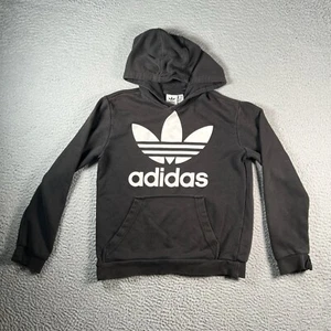 Adidas Sweater Youth Medium Black Essential Long Sleeve Hoodie Athletic Jacket - Picture 1 of 10
