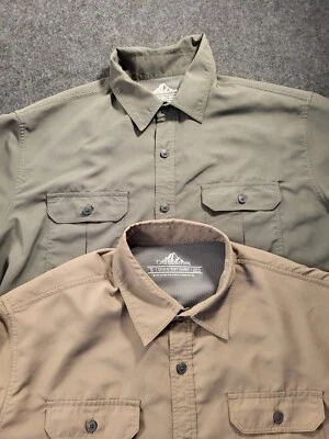 Lot Of 2 Croft & Barrow Quick Dry Short Sleeve Button Shirt L Tan Olive - Image 1 of 4