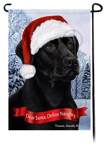 Dear Santa, Define Naughty Garden Flag - Black American Labrador Retriever 081 - Picture 1 of 1