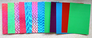 12 x A4 verschiedene Farben Spiegel/Holographische Effektkarte in verschiedenen Mustern NEU