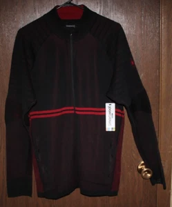 NWT SMARTWOOL INTRAKNIT TECH FULL ZIP MENS SIZE LARGE BLACK/RED FREE SHIPPING - Picture 1 of 4