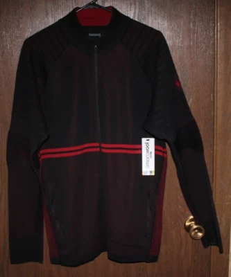 NWT SMARTWOOL INTRAKNIT TECH FULL ZIP MENS SIZE LARGE BLACK/RED FREE SHIPPING - Image 1 of 4