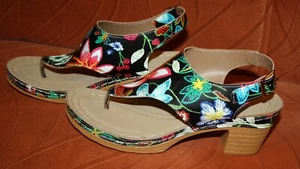 Modische Sandalen mit Blumenmuster 6 cm Absatz gr. 42 lässige Pumps mit Clip-Toe - Bild 1 von 5