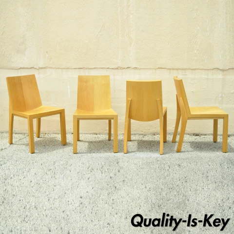 Modern Stacked Laminated Birch Beechwood Laminate Dining Chair - Set of 4 Cover
