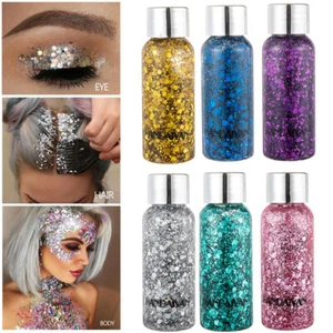 Hot Face Glitter Nail Sequins Eye Shadow Festival Party Hair Body Colorful Decor - Picture 1 of 19