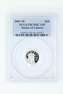 2007 W $10 Platinum Statue of Liberty ~ PCGS PR70DCAM - Image 1 of 2