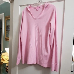 Womens Light Hooded Sweater XL Pink By CAT Lightly Ribbed Pretty - Picture 1 of 7