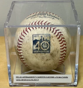 FELIX HERNANDEZ CAREER K #2288 ALL 3 STRIKES MARINER LOGO GAME-USED MLB BASEBALL - Picture 1 of 8