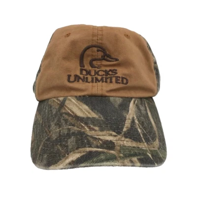 Boné de caça masculino Ducks Unlimited marrom camuflagem alça ajustável traseira sistema operacional - Imagem 1 de 4