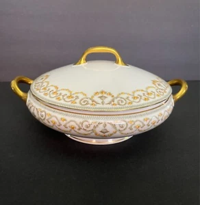 Antike Elite Works Limoges France Porzellan bedeckt runde Servierschale mit Deckel - Bild 1 von 4