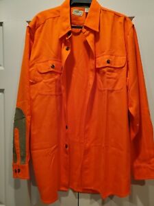 L.L. Bean Mens Button Up Shirt Orange Patches Size L