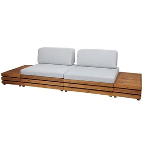 B-Ware Garten-Garnitur MCW-L28, Spun Poly Akazie Holz   Polster hellgrau - Bild 1 von 12