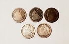 5 Us Seated Liberty Silver Half Dimes 1841 1849 1853 1854 1856