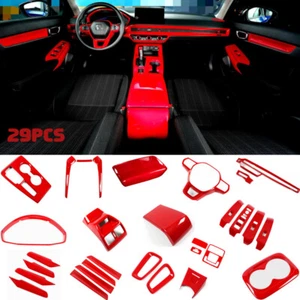 For Honda Civic Sedan 2022 Red Carbon Interior Accessories Kit Trim Cover 29PCS - Picture 1 of 12