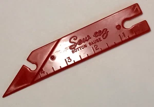 Vintage Sewing Notion SEW-EEZ Tool Button Gauge Point Turner Red Plastic Measure - Picture 1 of 6