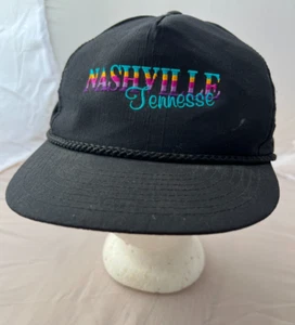 VTG 80s-90s Nashville Tennesse Colorful Spellout Hat Snapback Music City - Picture 1 of 13