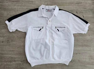 Vintage 80s Pullover Collar Shirt Sz L Tennis Fashion Baggy Crop Mesh Unique Zip - Picture 1 of 9