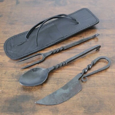Medieval Cutlery Set Feasting Hand Forged Artisan Historic Spoon Set Feast Fork - Image 1 of 4