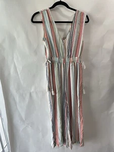 Peyton &parker Size XS Sleeveless Jumpsuit Pastel Stripe Rope Tie Multicolor - Picture 1 of 6