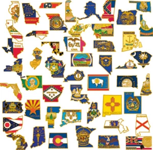 PinMart's 50 State Shape Enamel Lapel Pin USA Collection Value Pack - Picture 1 of 4