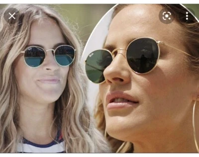 Gafas de sol Ray-Ban redondas de metal para mujer lentes verdes con marco dorado Foto 1 de 4