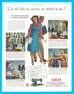 Singer Sewing Machine Center housewife soldier vintage print ad 1944 WWII - Picture 1 of 3