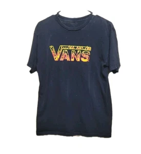 Vintage Y2K Vans Off The Wall Skateboard Flamin Logo T Shirt Medium Blk - Picture 1 of 7