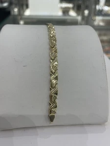 585 GOLD Armband 6,4gramm.Gelbgold.Neues Armband+Etikett.Diamantiert,19,5cm lang - Bild 1 von 6