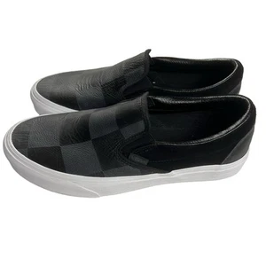 Vans Era Classic Checkerboard Slip-On Black Leather/Suede Men 9/Women 10.5 - Picture 1 of 13