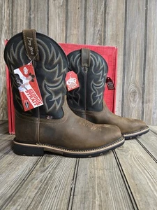 JUSTIN GR9062 MENS 10.0EE (WIDE) WATERPROOF BUFFALO 11" SQUARE TOE NEW IN BOX - Picture 1 of 7