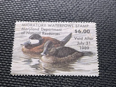 1988 Maryland State MD15 Ruddy Duck Migratory Waterfowl Stamp MNHOG - Image 1 of 2